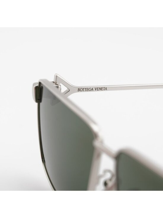 Bottega Veneta BV1223S 003 Sunglasses Silver Geometric Frame, Green Lenses main image 8